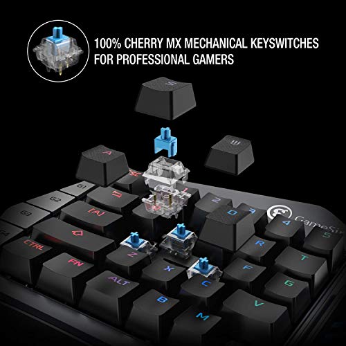 GameSir Z1 Teclado Mecánico con Cable de Blue Switch para Juegos de Una Mano con RGB Retroiluminación con Interruptores de Teclas Azules para Windows PC