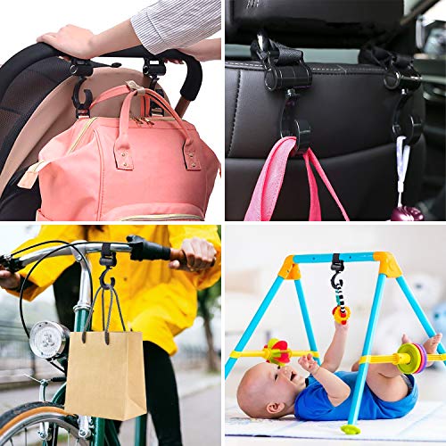 Ganchos Carrito Bebé Universal Gancho para Silla de Paseo Multiusos Gancho Para Colgar Cochecito tus Bolsas de la Compra en el Cochecito o Silla de Ruedas 4 Piezas