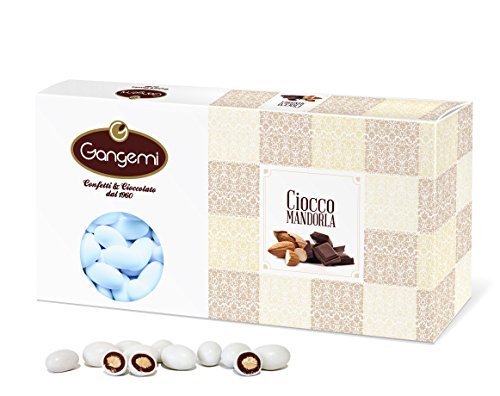 Gangemi Confetti - 1kg Peladillas grageas Chocolate con la Almendra - Clásica de la boda italiana - Azul - Bleu