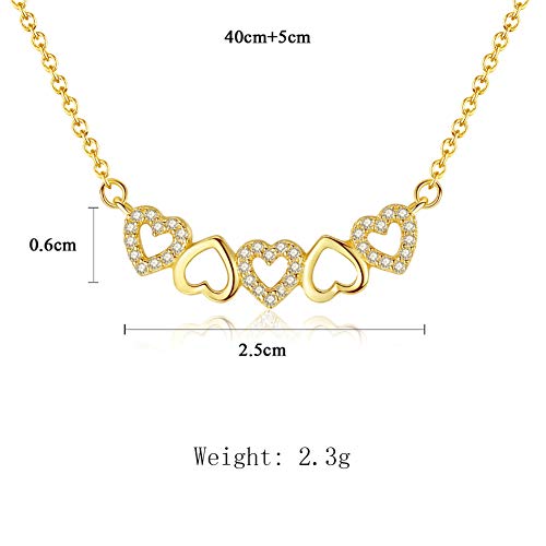 GAOHONGMEI Collar chapado en oro de 18 quilates con cadena de plata de ley 925 con incrustaciones de corazón de melocotón y circonitas 3A para mujer, joyería para novia, regalo de cumpleaños