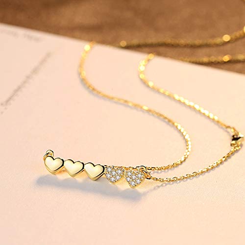 GAOHONGMEI Collar con colgante de plata de ley S925 chapado en oro de 18 quilates con corazón de melocotón y corazón. Cadena de clavícula personalizada.