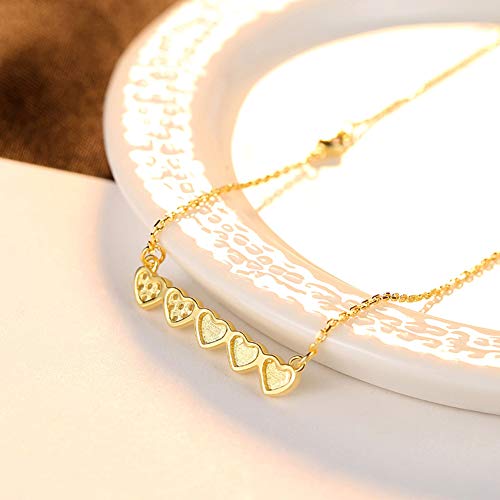 GAOHONGMEI Collar con colgante de plata de ley S925 chapado en oro de 18 quilates con corazón de melocotón y corazón. Cadena de clavícula personalizada.