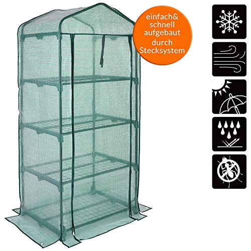 Gardebruk Invernadero 0,34m² con Lona 4 estantes vivero de jardín Plantas Exterior 158x49x69cm con Puerta Resistente