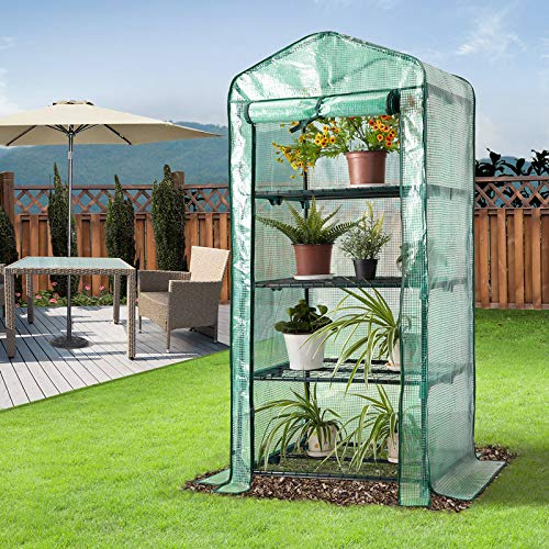 Gardebruk Invernadero 0,34m² con Lona 4 estantes vivero de jardín Plantas Exterior 158x49x69cm con Puerta Resistente