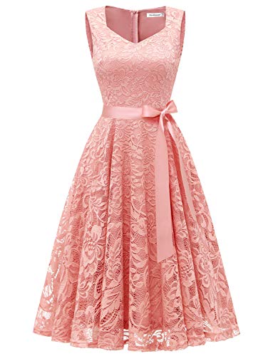 Gardenwed Elegante Una línea Sin Mangas Floral Encaje Corto Vestido De Fiesta Mujeres Cóctel Dama de Honor Fiesta Blush S