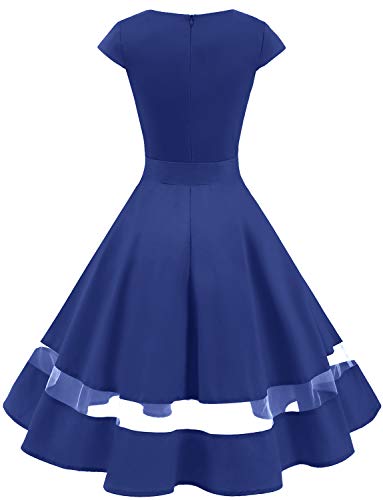 Gardenwed Vintage Vestidos Coctel Corto 50s Vestido de la Fiesta para Mujer Royal Blue 2XL