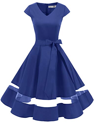 Gardenwed Vintage Vestidos Coctel Corto 50s Vestido de la Fiesta para Mujer Royal Blue 2XL