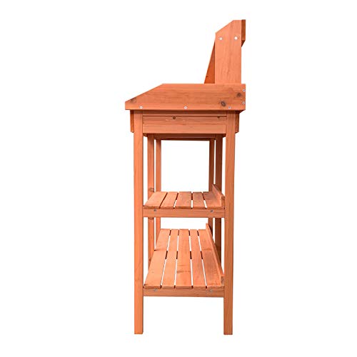 Gardiun KNH1095 - Mesa de trabajo jardinería madera natural Kalvin 116x44x125 cm