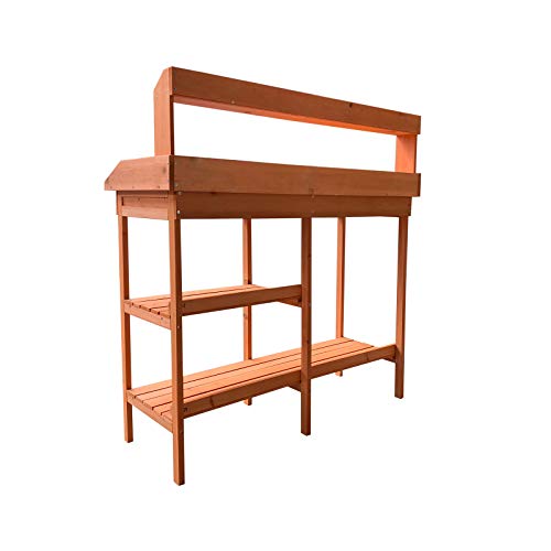 Gardiun KNH1095 - Mesa de trabajo jardinería madera natural Kalvin 116x44x125 cm