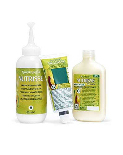 Garnier Nutrisse Creme Coloración Nutritiva Permanente, Tinte 100% Cobertura de Canas con Mascarilla Nutritiva de 4 Aceites - Tono 8 Rubio Claro