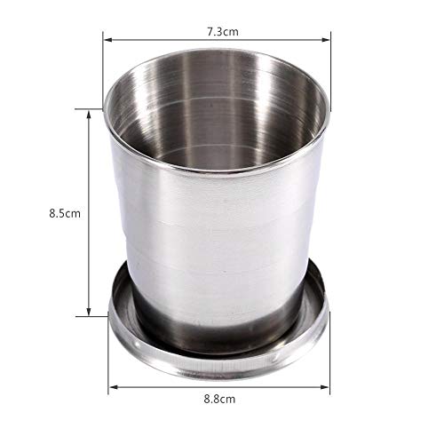 Garosa Taza Plegable de Acero Inoxidable S/M/L, Taza De Metal Superior Bebida Apilable Viaje Al Aire Libre Taza Plegable Telescópica Camping Senderismo Botella Plegable Taza Contenedores(L)