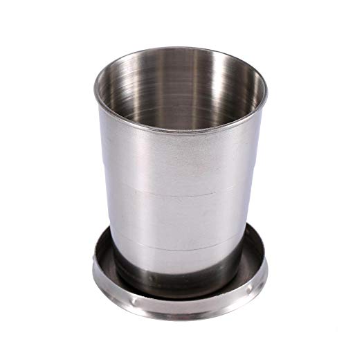 Garosa Taza Plegable de Acero Inoxidable S/M/L, Taza De Metal Superior Bebida Apilable Viaje Al Aire Libre Taza Plegable Telescópica Camping Senderismo Botella Plegable Taza Contenedores(L)