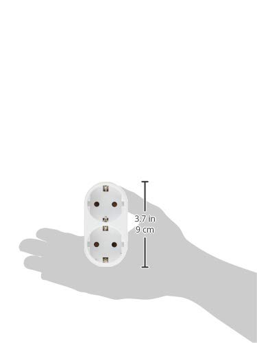 Garza Adaptador de enchufe doble frontal con toma de tierra, 2 tomas, color blanco