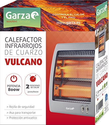 Garza Vulcano - Calefactor Infrarrojos de Cuarzo con rejilla de Seguridad , potencia 800W