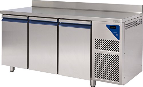 Gastlando – Mesa congeladora de acero inoxidable – 3 puertas – con borde – 460 litros – 18° hasta -22 °C