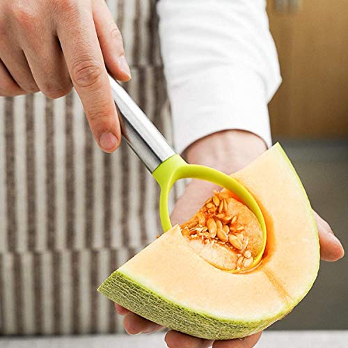 Gayisic 4 PCS Cortadora de sandía, Cortador de Sandía de Acero Inoxidable, Cortador de Fruta Corer, Cuchillo de Tallado de Frutas Herramientas de Verduras y Frutas de Seguridad Cortadora de Frutas