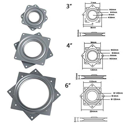 Gazechimp 72mm/95mm/150mm Placa Giratoria de Cojinete Bolitas Lleno Escritorio de Mesa Apoyo Lazy Susan Metal - 95x 95x 9mm