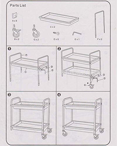 GBX Carros de recogida, la canasta Medical Herramienta 2 Nivel hotel Restauración Carro con freno de rueda, acero inoxidable Recoger carro de servir para el restaurante, 40Kg de carga por capa, Recic