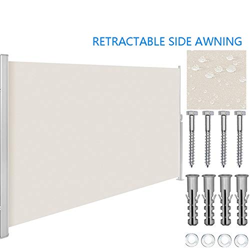 GDMING Actualizada 2020 Toldo Lateral Retráctil De Patio Impermeable A Prueba De Viento Protector Solar Halar Pantalla para Al Aire Libre Terraza Cafetería Poliéster, 2 Colores, 2 Tamaños