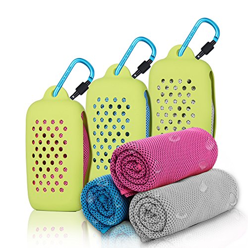 Gearlifee Toalla de enfriamiento, Toalla de Hielo fría instantánea, Toalla Deportiva de Secado rápido de Gimnasio Toalla para Correr Senderismo de Golf, con Bolsa de Almacenamiento de Silicona(Gris)