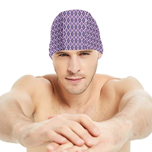 Gebrb Gorro de Baño/Gorro de Natacion, Elastic Swimming Hat Diving Caps,Valentines Day Themed Heart Holding Animals of The World Iguana Penguin and Raccoon,For Men Women Youths