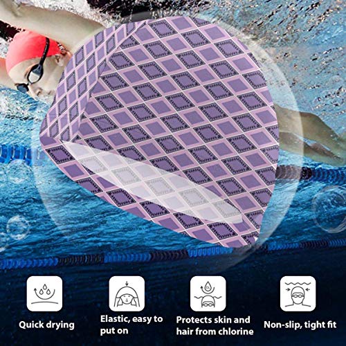 Gebrb Gorro de Baño/Gorro de Natacion, Elastic Swimming Hat Diving Caps,Valentines Day Themed Heart Holding Animals of The World Iguana Penguin and Raccoon,For Men Women Youths