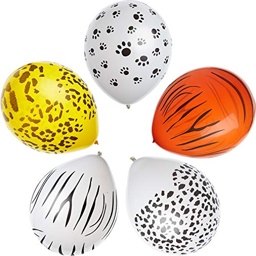 Gejoy 60 Piezas de Jungla Estampado de Animales Globos Jungla zoológico Animales Globo para la decoración del Partido