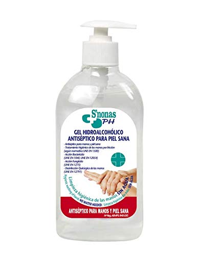 Gel Hidroalcoholico Antiséptico para Manos, Gel Antibacterial Desinfectante 500ml con Dosificador a 75º Alcohol/Ethanol (3 x 500ml)