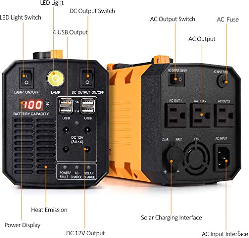 Generador Solar Portátil, 500W 288WH Con Panel Con Energía Solar De Alimentación De Reserva Generador Kit De La Central Eléctrica De UPS Batería De Emergencia Acusado Por Solar/Salida De CA/Coche