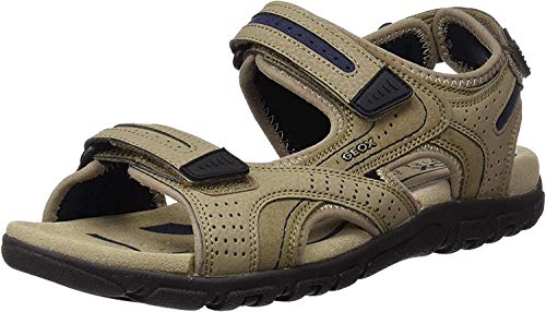 Geox UOMO Sandal Strada D, Sandalia con Pulsera para Hombre, Beige (Sand/Navy), 43 EU