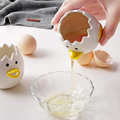 Getherad - Separador de huevos de gallina de huevo de cerámica para cocina, separador de yema de huevo blanco, utensilios de cocina para el hogar para niños ama de casa diversión