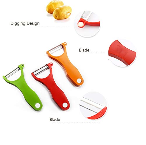 GGFHH Pelador, Magic Trio Pelador Set of 3 Multifuncionales Acero Inoxidable Pelador Pelador de Fruta y Verdura Peeler Set (Pelador)