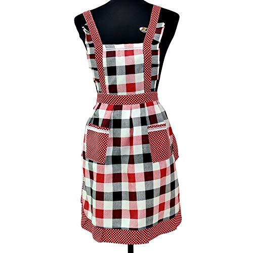 GGLLBL Señora de Las Mujeres Vestido de Delantal de la Cocina del Restaurante la Cocina del hogar for Pocket cocinar Divertido Delantal de algodón Babero Comedor Barbacoa Caliente de la Venta