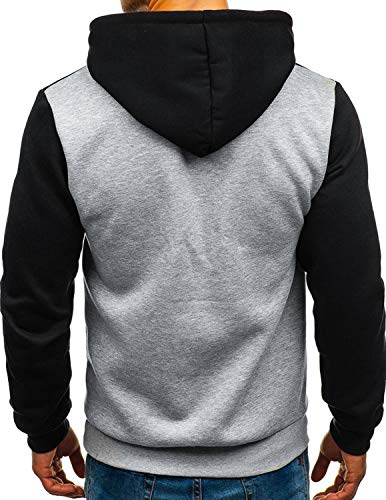 GHYUGR Sudadera con Capucha Hombre Contraste con Bolsillo Otoño Invierno Estampado Deporte Outwear Hoodie Pullover,Negro,M