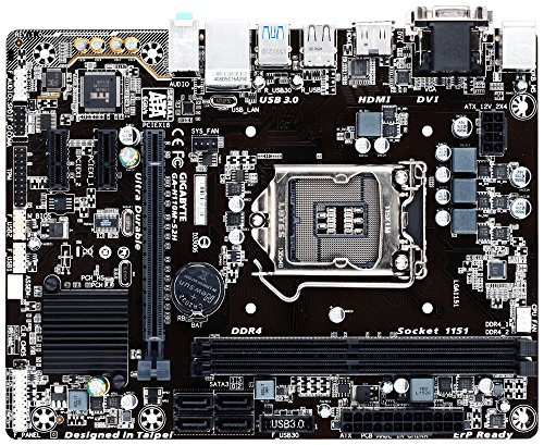 Gigabyte GA-H110M-S2H, Placa base (LGA 1151, DDR4 x 2, 2133 MHz, VGA, HDMI, DVI, M-ATX), Color negro