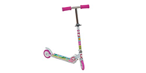 GIL-Design Hello Kitty - Patinete de aluminio para niña, color rosa, con licencia de dos ruedas, plegable, altura ajustable, capacidad de carga máxima de 50 kg, para niños a partir de 5 años