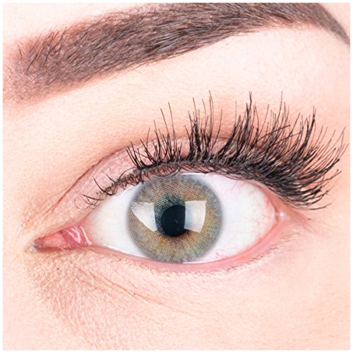 GLAMLENS lentillas de color -gris Jasmine Grey + contenedor. 1 par (2 piezas) - 90 Días - Sin Graduación - 0.00 dioptrías - blandos - Lentes de contacto grises de hidrogel de silicona