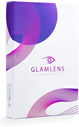 GLAMLENS lentillas de colores azules Viola Blue + contenedor. 1 par (2 piezas) - 90 Días - Sin Graduación - 0.00 dioptrías - blandos - Lentes de contacto azul de hidrogel de silicona