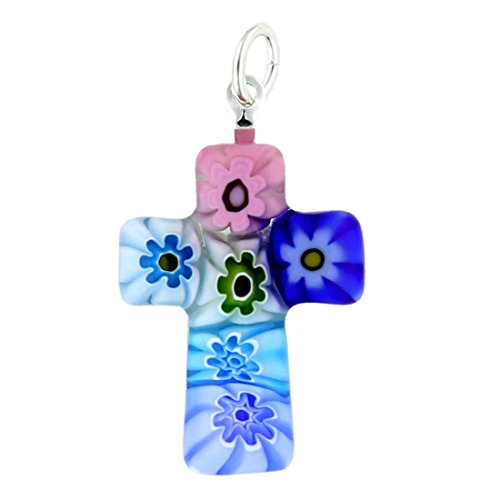 GlassOfVenice - Colgante de cruz de Murano multicolor para mujer