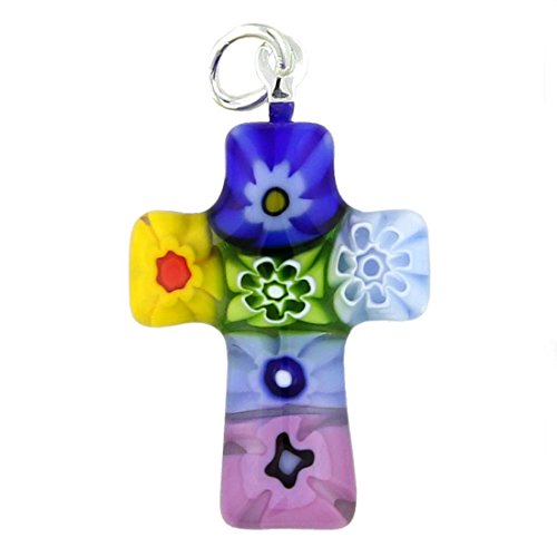 GlassOfVenice - Colgante de cruz de Murano multicolor para mujer