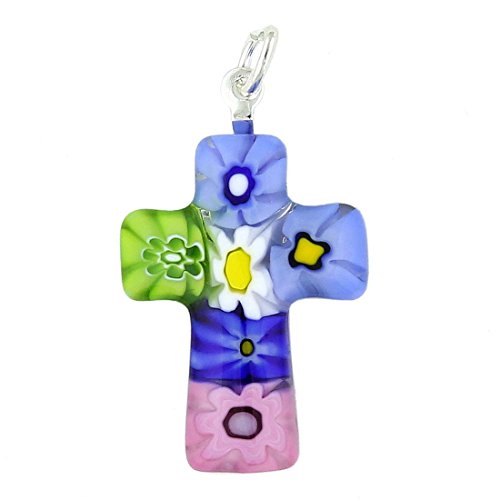 GlassOfVenice - Colgante de cruz de Murano multicolor para mujer