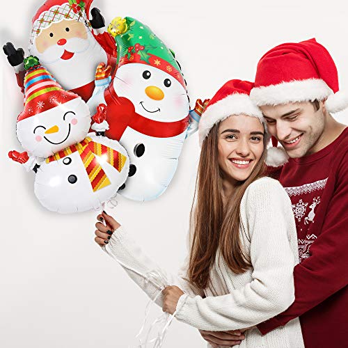 Globos de Helio de Navidad - Paquete de 12 Diseños Surtidos - Árbol de Navidad, Estrella, Papá Noel, Muñeco de Nieve, Copo de nieve y Campanas - para fiestas, accesorios y decoraciones para niños