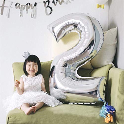 Globos Número 25 Cumpleaños Plata, Helio Globo de Papel Aluminio Gigante Número 25 en 2 Tamaños 40"y 16" con Cinta | Set XXL 100cm + Mini 40cm | Cuatro Numeros | Ideal Decoración de Fiesta