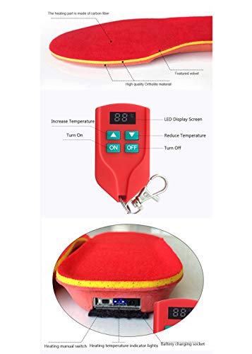 Gnohnay Plantillas OrtopéDicas 3D, Plantillas Eléctricas Calentadas con Batería Recargable, Calentador de Pies con Plantilla de Absorción de Impactos para Deportes de Invierno al Aire Libre,34~40