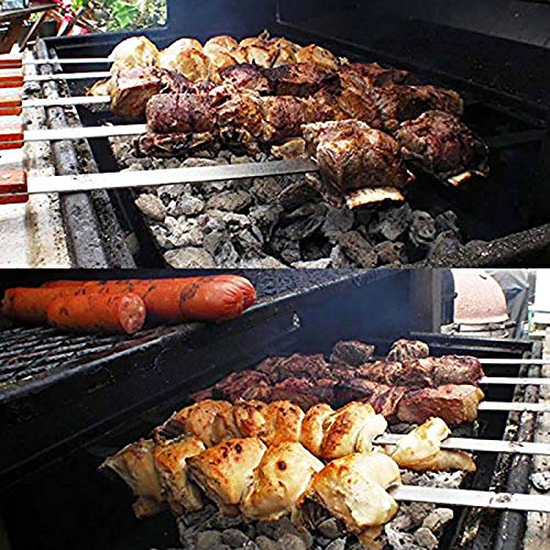 GO-Ahead Reutilizable de Acero Inoxidable 23.5In 60Cm Stainless Steel BBQ Skewers Large Brazilian Kabob Skewer Heavy Duty Wide Grill BBQ Fork Long Wood Handle BBQ Tool@8Pcs