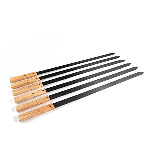 GO-Ahead Reutilizable de Acero Inoxidable 23.5In 60Cm Stainless Steel BBQ Skewers Large Brazilian Kabob Skewer Heavy Duty Wide Grill BBQ Fork Long Wood Handle BBQ Tool@8Pcs