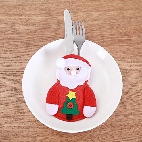 Gobesty Bolsa de Cubiertos navideños, 12 PCS Mini Soporte de vajilla navideño para decoración navideña Cubiertos para Bolsillos Set para el Restaurante del hogar Comedor (3 Estilos Diferentes)