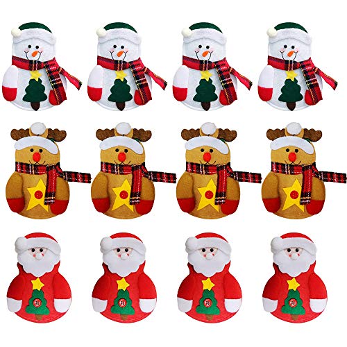 Gobesty Bolsa de Cubiertos navideños, 12 PCS Mini Soporte de vajilla navideño para decoración navideña Cubiertos para Bolsillos Set para el Restaurante del hogar Comedor (3 Estilos Diferentes)