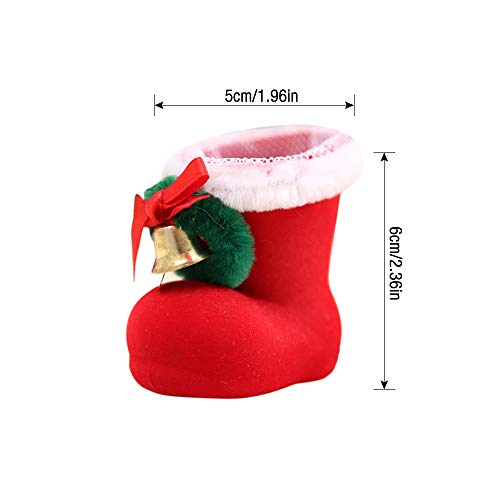 Gobesty Decoraciones navideñas Botas de Caramelo, 12 Piezas Botas navideñas de Caramelo Flocado Medias Paquete de contenedores de bocadillos Bolsas