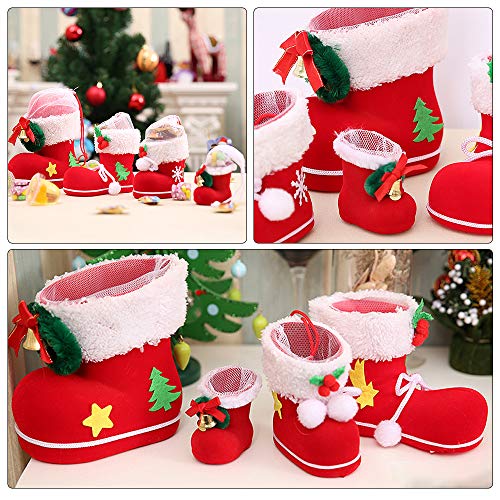 Gobesty Decoraciones navideñas Botas de Caramelo, 12 Piezas Botas navideñas de Caramelo Flocado Medias Paquete de contenedores de bocadillos Bolsas